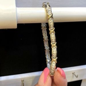 10k yellow & white diamond bracelet 7”